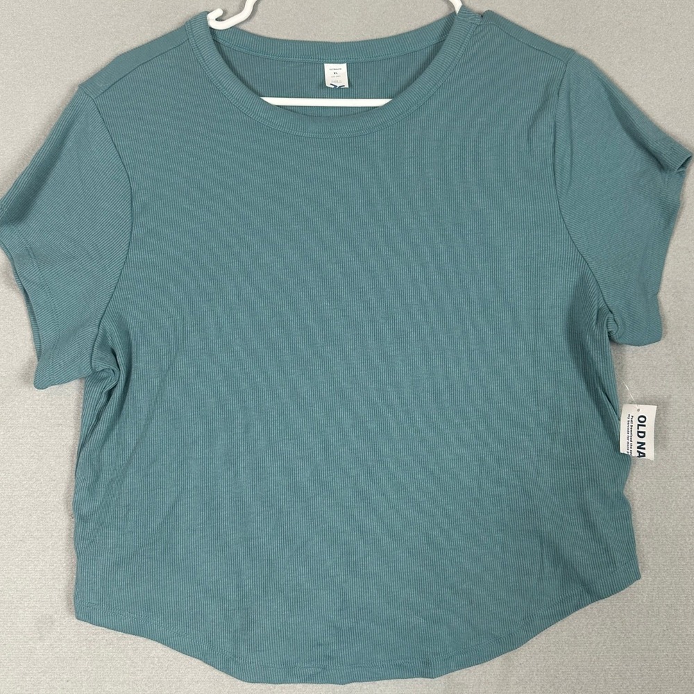 NEW Old Navy T-Shirt Womens XL Ultralite Go-Dry Teal Ribbed Activewear Stretch
